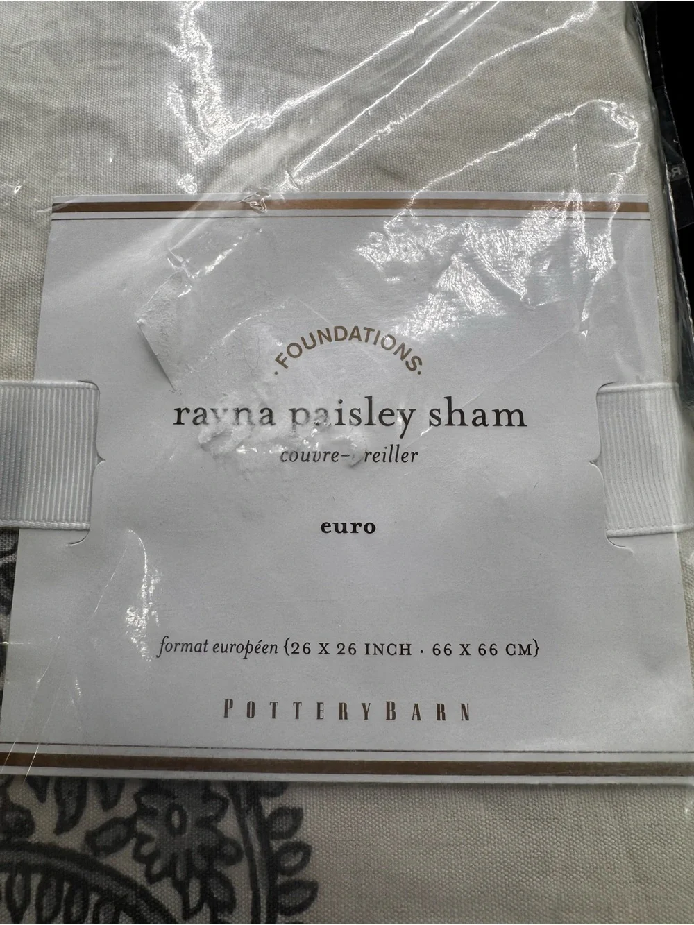 Pottery Barn Rayna Paisley Sham - Cream with Gray Paisley
